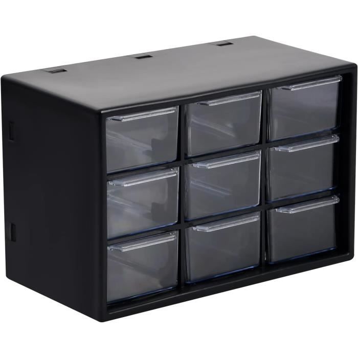 Lot De 4 Boîtes De Rangement 9 Tiroirs Plastique - Organisateur Bureau Maquillage Jouets