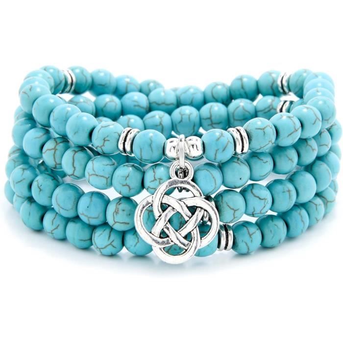 Collier Ou Bracelet Mala Spirituel - Perles Bois Avec Gravure Chinoise