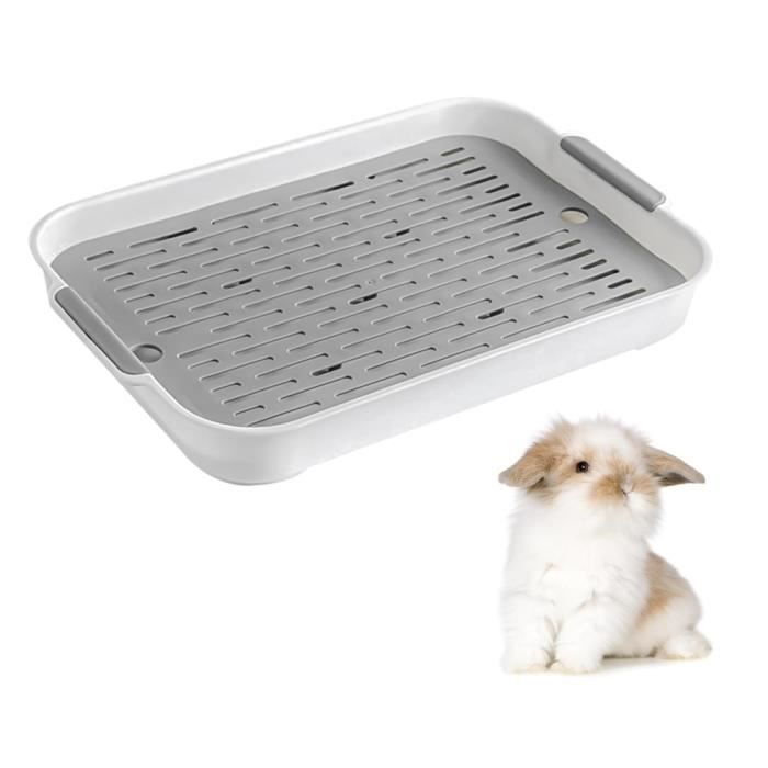 Bac À Litière pour Lapin - Potty Trainer - Toilettes pour Petits Animaux - Gris - Junior