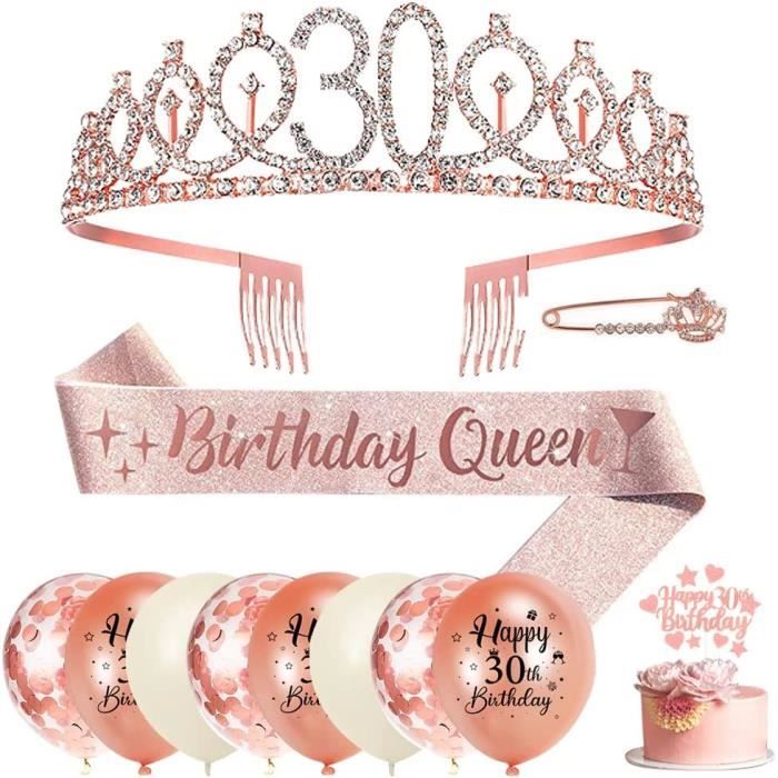 Couronne Strass Or Rose + Écharpe "It's My 19th Birthday" – Set Anniversaire 19 Ans Princesse Pour Fille – Tiare Cristal & Sash Pailletée