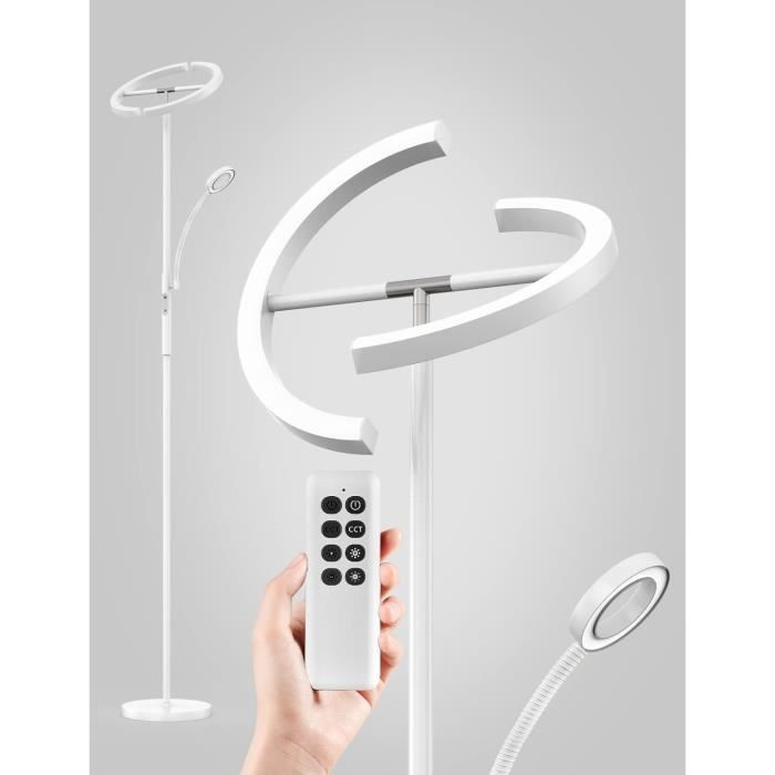 Lampadaire LED 27W Dimmable Avec Télécommande - Noir Moderne - Pour Salon, Bureau, Chambre