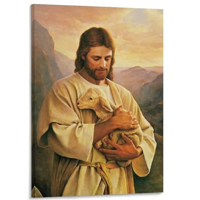 Poster Jésus Sur Toile 30x45cm - Décoration Murale Sacrée, Style Nordique, Sans Cadre, Idéal Salon Ou Chambre
