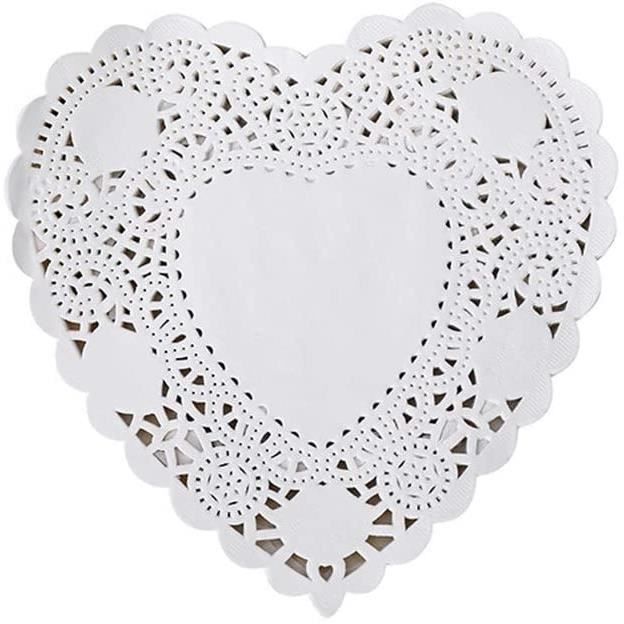 sous tasse 25 cm Dalbags Lot de 100 napperons en papier effet dentelle Blanc pour aliments sous gâteau 