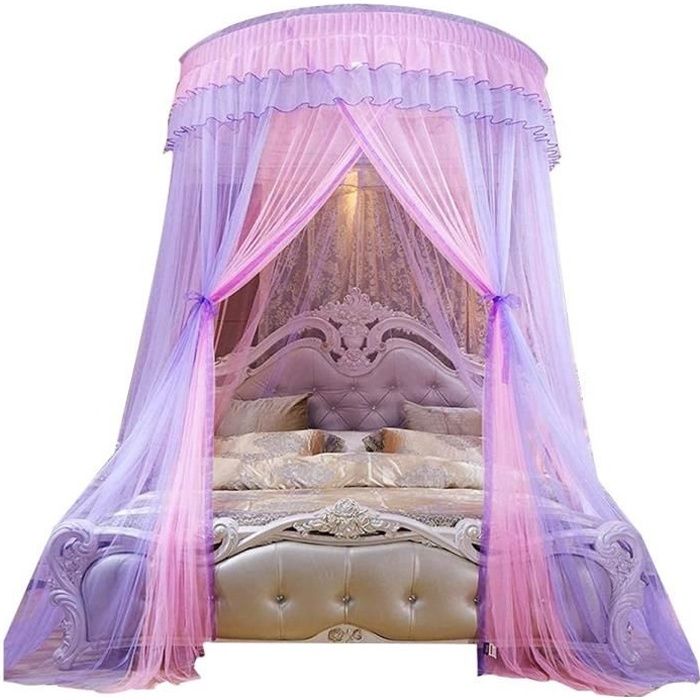 lit à baldaquin dentelle transparente maille princesse dôme moustiquaire lit tente décoration rideaux hanging de lit pour lit doub