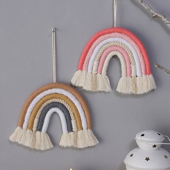 Tenture Murale Arc-en-Ciel Macramé - Décoration Bohème Pour Chambre Enfant