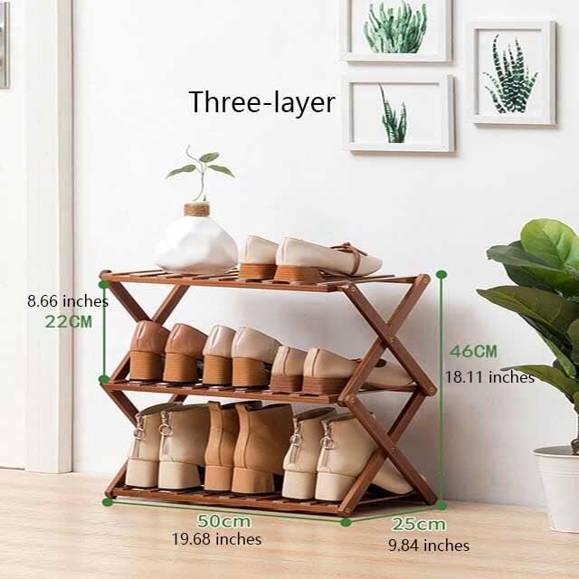 Étagère à Chaussures Pliable En Bambou Naturel – Rangement Pratique Pour Couloir, Placard, Chambre – Design Multifonction