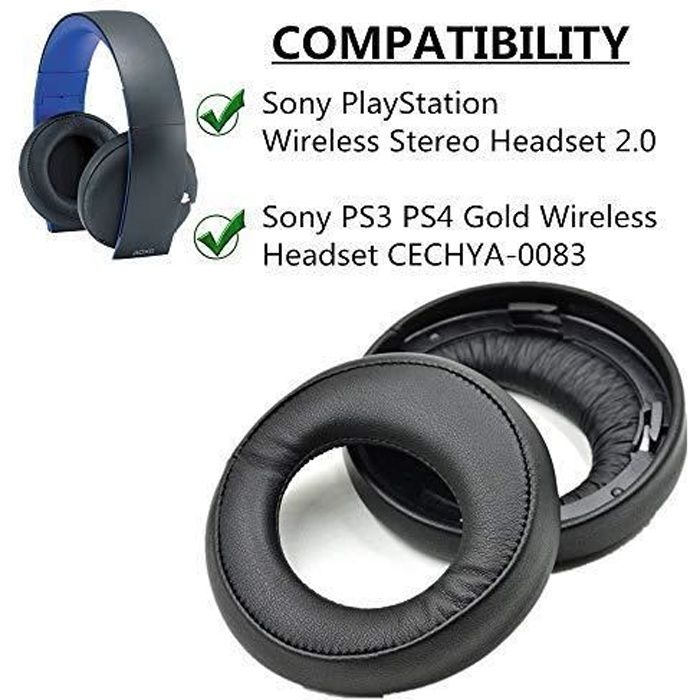Coussinets de Remplacement - Oreillette Mousse Coussin de rechange pour  casque Sony PS3 PS4 Gold Wireless CECHYA-0083 Stereo 7.1 Headphone - Bleu