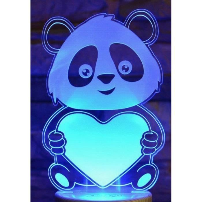 3D Panda Lampe Illusion Optique Led Veilleuse Optiques Illusions Lampe