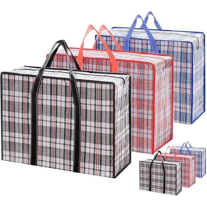 4 Pièces Sac déménagement, Oxford Sac de Rangement Vetement Sac Cabas Grand  - Réutilisable Sacs à Linge Laundry Storage Bags Zipper Bag (bleu rouge) :  : Cuisine et Maison