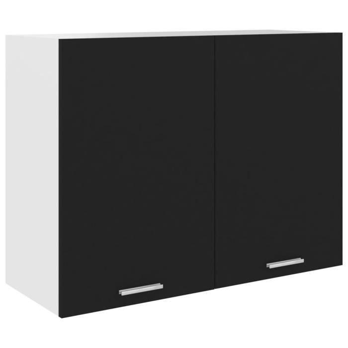 Armoire suspendue - Aggloméré - Noir - 80x31x60 cm - Montage facile - Meuble de chambre
