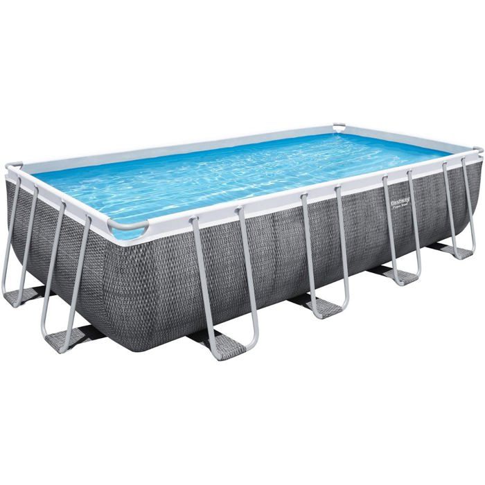 Kit Piscine hors sol tubulaire BESTWAY Power Steel™ - 640 x 274 x 132 cm -  Rectangulaire (Filtre, échelle, diffuseur, bâche) - Cdiscount Jardin