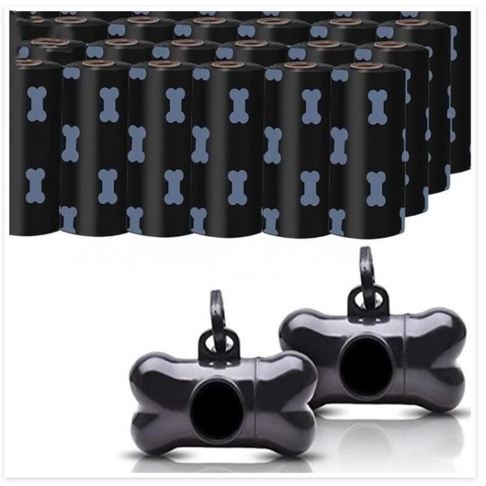 Meilleurs prix pour Sacs à crottes de chien 48 rouleaux/720 pièces, avec deux distributeurs, noirs, sûrs et respectueux de l'environnement, extra épais