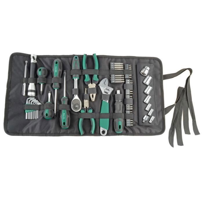 Pochette à outils enroulable - BRÜDER MANNESMANN - 65 outils - Tissu léger et durable