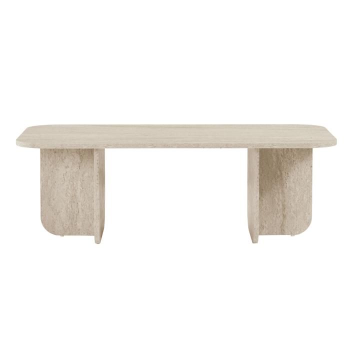 CALICOSY - Table basse rectangulaire avec plateau aux bords arrondis L120 cm - BECAJ - Travertin