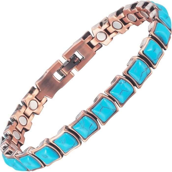 Bracelet Magnétique En Cuivre - Homme Et Femme, Sans Fermoir, Pierre Sculptée