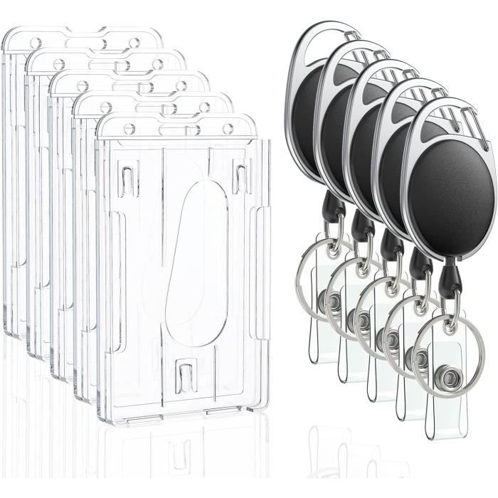 Vicloon Porte Badge, 2pcs Porte-Cartes En PC Plastique Transparent, Vertical Et Horizontal
