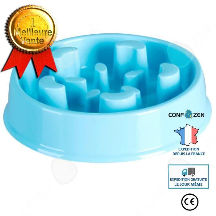 Meilleurs prix pour CONFO Gamelle anti glouton Chien Chat, Gamelle pour chien chat, Distributeur nourriture croquettes chiens, prévention d'obèse - Bleu
