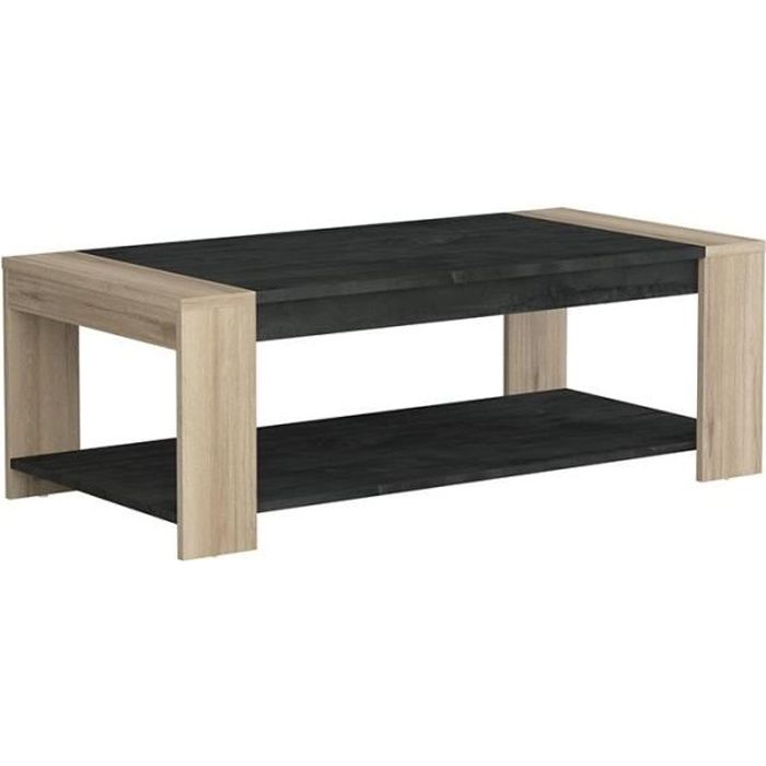 table basse sheffield - demeyere - 2 niveaux - rectangulaire - aspect bois