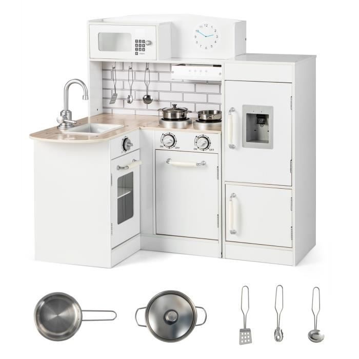 DREAMADE Cuisine Enfant en Bois, Cuisine de Jeu avec Tableau Noir, Téléphone, Cuisinières, Lave-Vaisselle, Machine à Glaçons et Four, Cuisine Jouet avec Sons Réels pour Garçons & Filles (Beige DREAMADE Cuisine Enfant en Bois, Cuisine de Jeu avec Tableau Noir, Téléphone, Cuisinières, Lave-Vaisselle, Machine à Glaçons et Four, Cuisine Jouet avec Sons Réels pour Garçons & Filles (Beige
