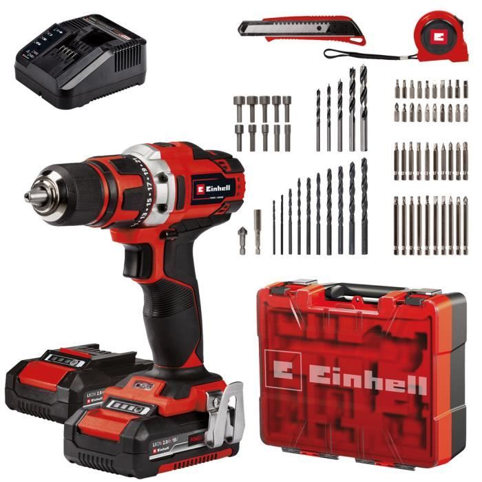 Einhell Perceuse Visseuse sans fil TE CD 1840 Li +69 2x2 0 Ah Power X Change Li Ion 18 V Couple 40 Nm Livré avec 2 Batteries 2 0Ah Chargeur et 69 Accessoires - vue 2