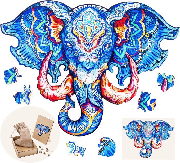 Kit de veilleuse en bois « Éléphants au clair de lune » - Puzzle Kit de veilleuse en bois « Éléphants au clair de lune » - Puzzle