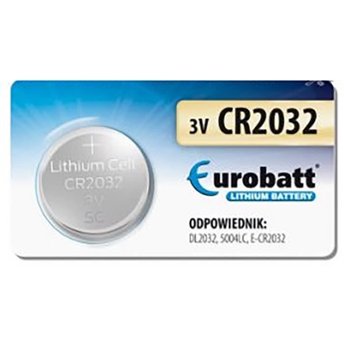 Pile CR-2032 Eurobatt Piles CR2032 DL2032 pile bouton lithium 3v pile
