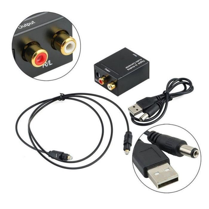 Adaptateur Convertisseur Optique Numérique Toslink Coax vers analogique