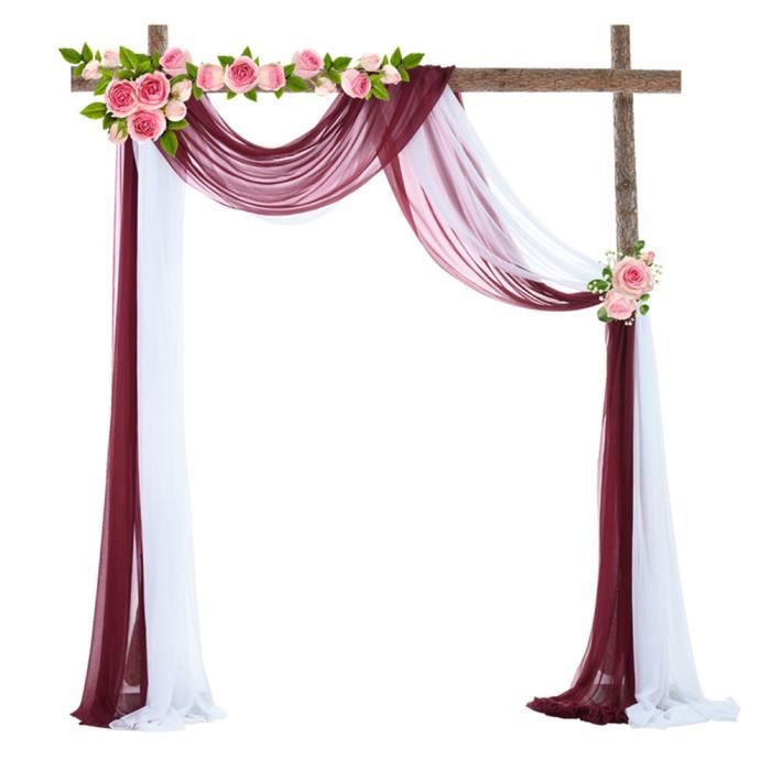 EMART Rideaux En Mousseline De Soie Blanche Pour Décoration Mariage, Fête, Photo - Lot De 6 Panneaux 9x3 M, Passe-tringle