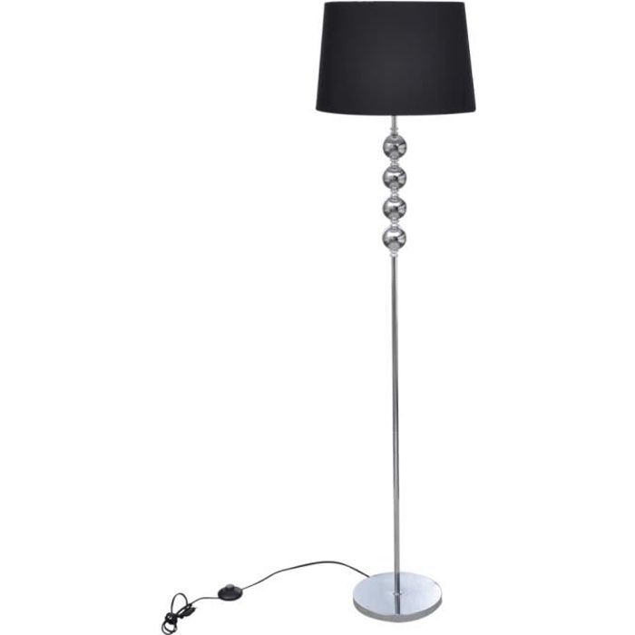 Lampe De Sol Long Pied Avec 4 Boules De Decoration Noir Lampadaire