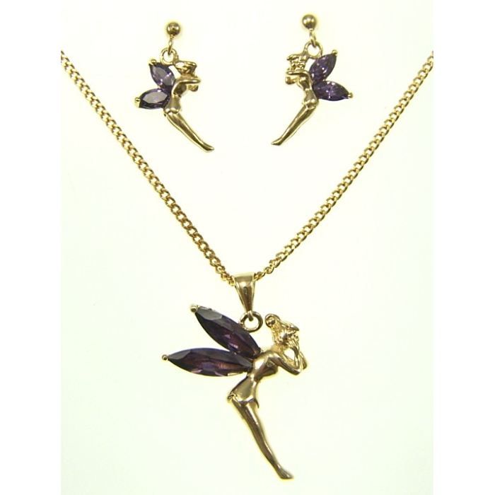 Collier Enfant Avec Pendentif Fée Clochette - Plaqué Or Jaune 750/1000 - Longueur 45cm - Neuf Avec Étiquettes