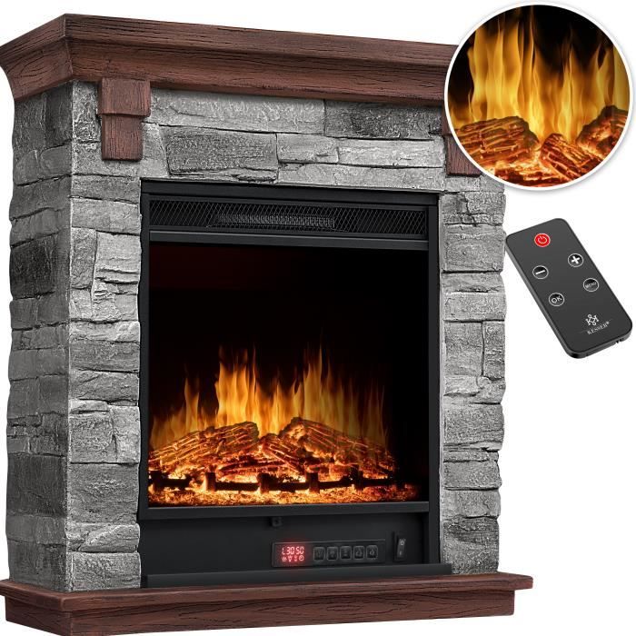 KESSER® Cheminée électrique sur pied - avec effet de flamme LED 3D ...