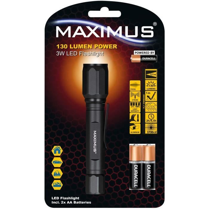 Torche T6 Police à leds 3W - Aluminium - 130 Lumens sur grossiste