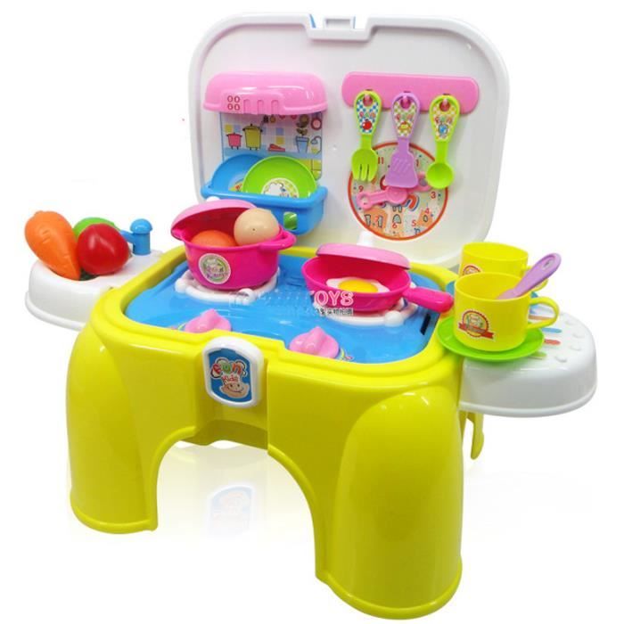 Mcsays 2 En 1 Dinette Cuisine Chaise Rangement De Cuisine Jouet
