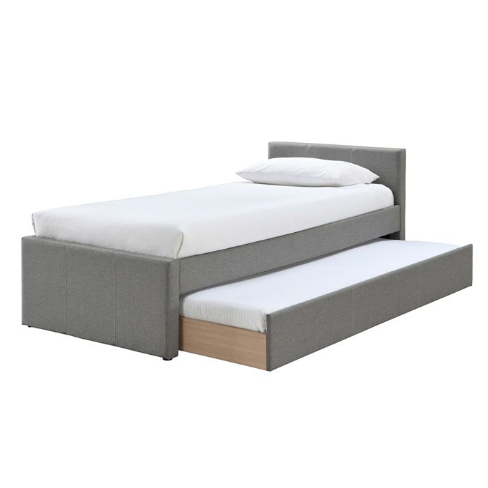 Miliboo - Lit gigogne en tissu gris 90x190 cm MACCO