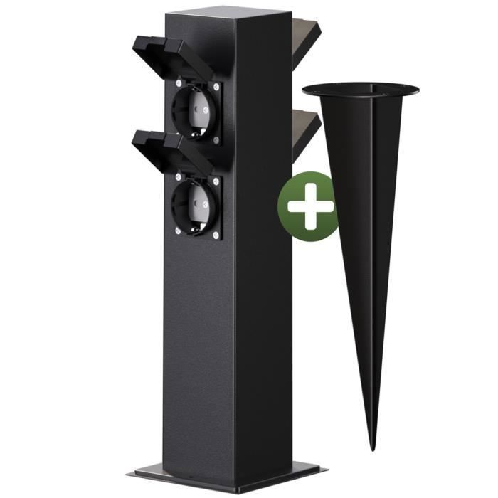 Prise Jardin Quadruple WilTec – Aspect Granit, IP44, Avec Câble 1,5m (neuf)