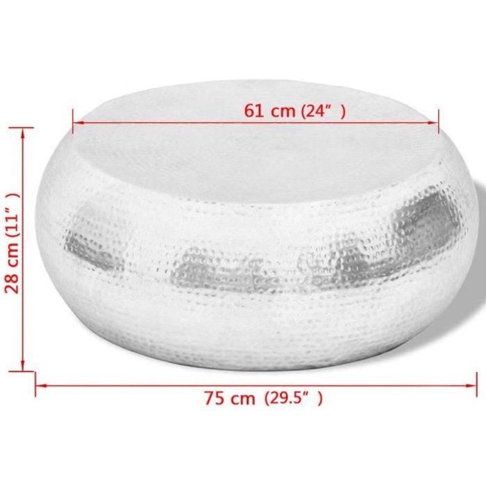 Table basse - MOTHINESSTO - LY13145 - Aluminium - Argenté - Finition polie