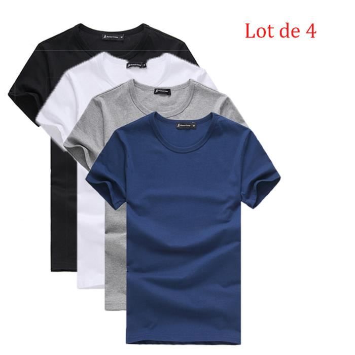 T shirt Homme Lot de 5 Lot de 4 Lot de 3 uni basique Tee shirt