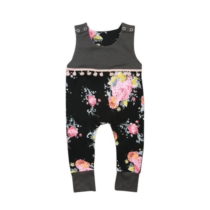 Combinaison évasée Sans Manches Pour Bébé Fille - Imprimé Nœud, 100% Polyester, Tailles 6 Mois à 4 Ans
