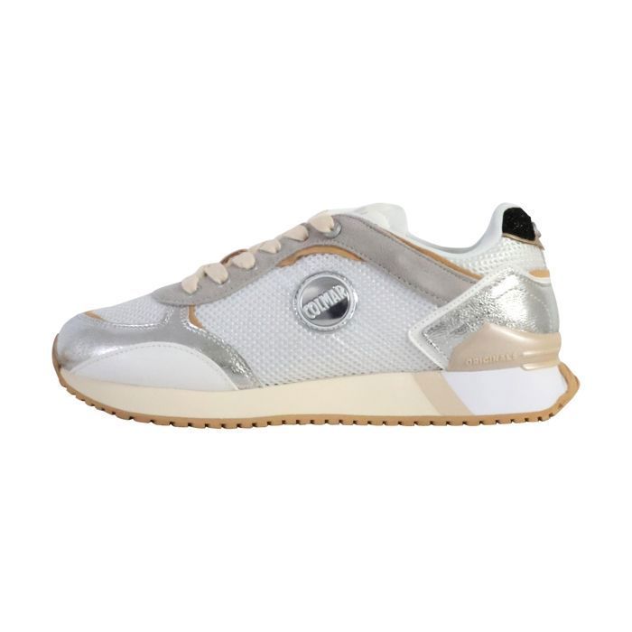 Colmar Basket Basse à Lacets Colmar Travis Plus Comet - Argent Blanc Beige