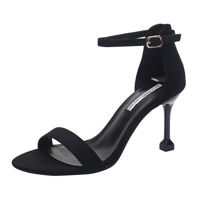 Sandales à talons hauts pour femme FUNMOON Noir Hauteur du talon 8cm  Bout ouvert