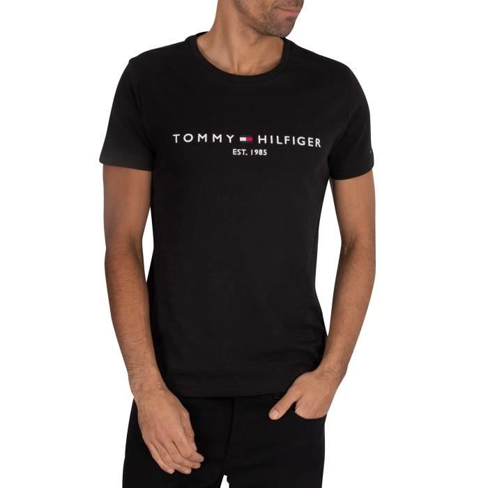 Tommy Hilfiger Pour des hommes T shirt avec logo Core Noir Noir Cdiscount Pret a Porter