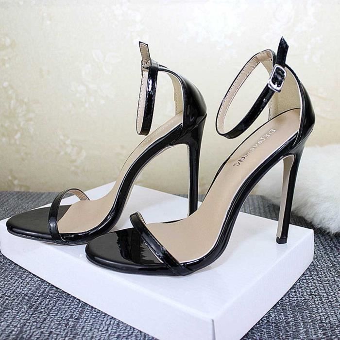 Sandales unies à brides cloutées - MARRON - Femme - 10.50