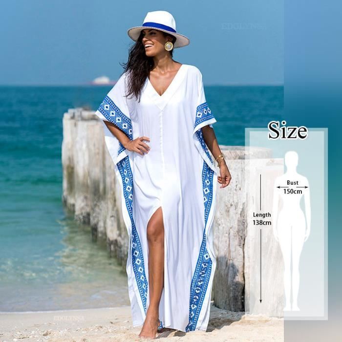 Robe 2021 caftan Plage couvrir t maillots de bain femme coton