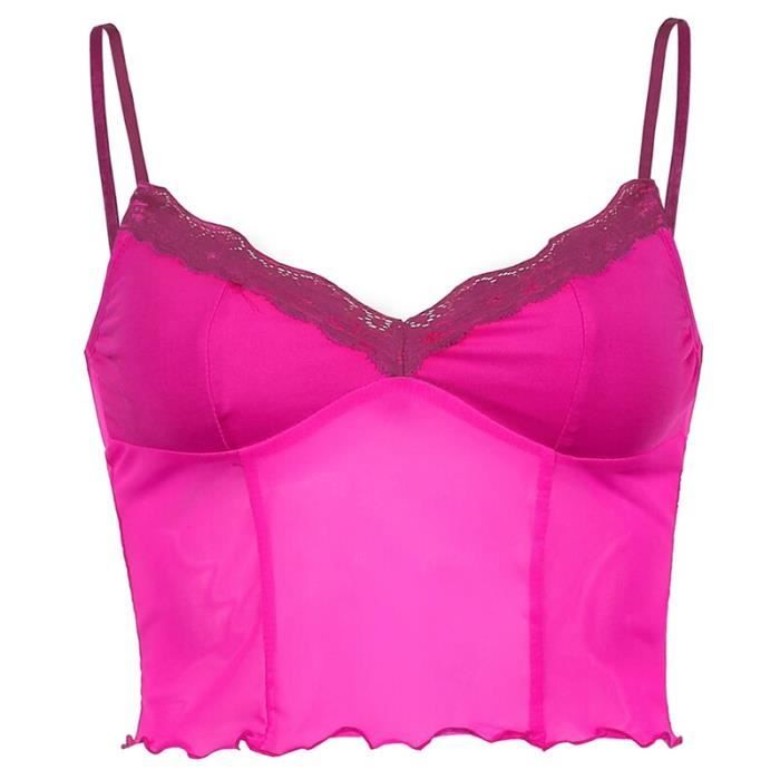 Camisoles Femme Dentelle Style Épissure Camisole Simple Col Sleeveless