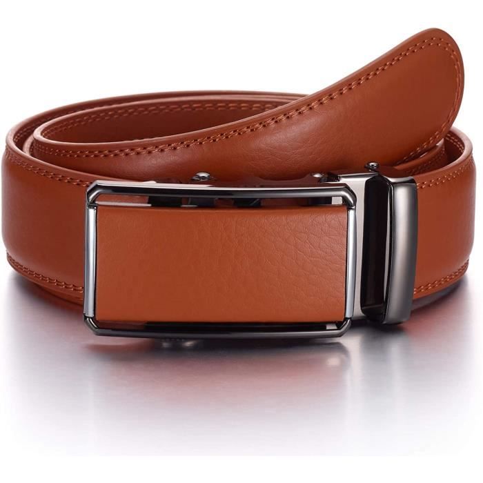 Ceinture Homme Sans Trou YEHMAN - Système Crémaillère Automatique - Cuir Vachette 3.5cm