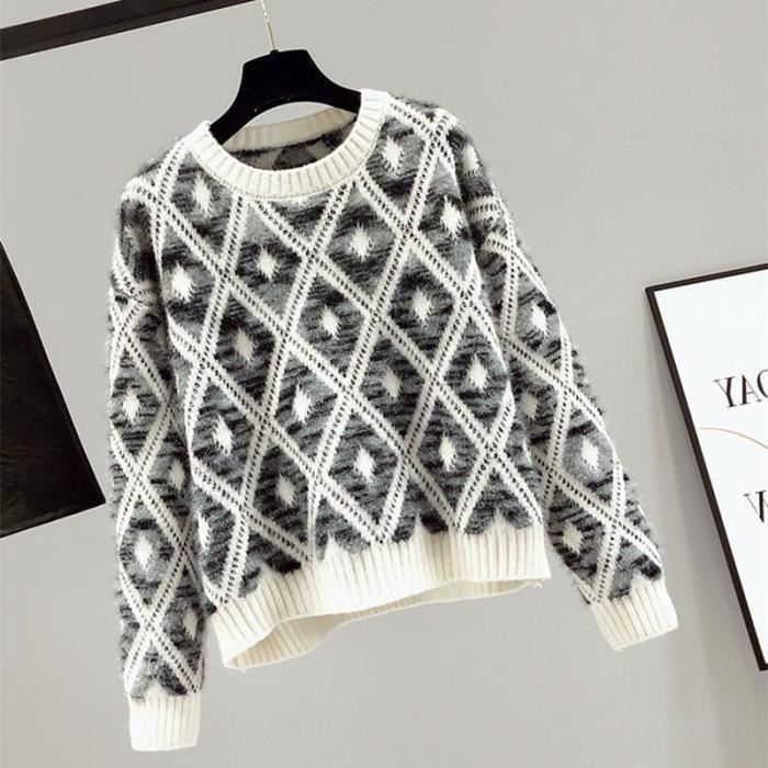 Cardigan Tricoté épais Pour Femme - Pull Hiver Chaud, Manches Longues - Taille Adulte à Ronde - Cadeau Maman, Grand-mère