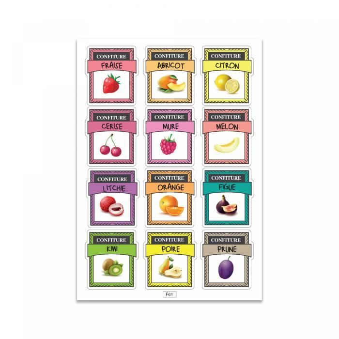 Planche A4 de stickers Etiquettes bocaux épices autocollant