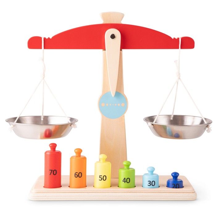 Balance en bois pour enfant NEW CLASSIC TOYS avec 6 poids jouet d imitation Cdiscount Jeux Jouets