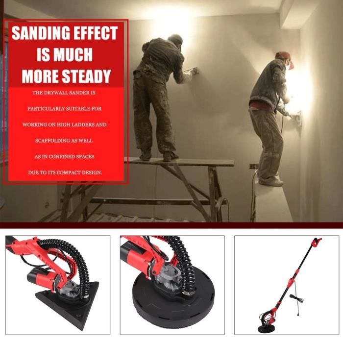 Ponceuse Murale Leman 225 Mm 900W - Aspiration Intégrée, Variateur De Vitesse, Pour Murs Et Plafonds