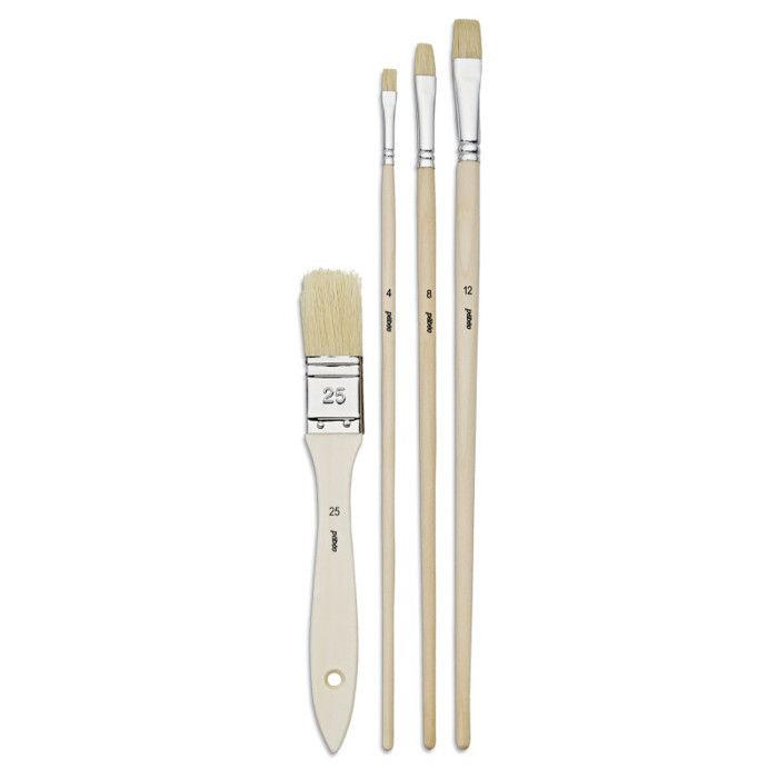 Set De 4 Pinceaux Nylon Pro - Pour Peinture Acrylique, Huile Et Aquarelle - Tailles Assorties